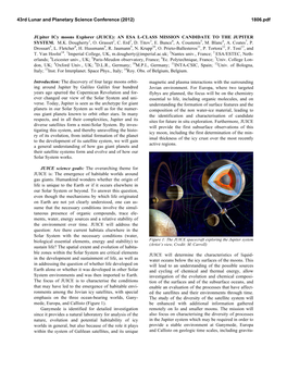 Jupiter Icy Moons Explorer (JUICE): an ESA L-CLASS MISSION CANDIDATE to the JUPITER SYSTEM