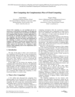 Dew Computing: the Complementary Piece of Cloud Computing