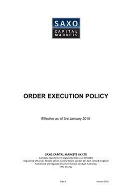 Order Execution Policy