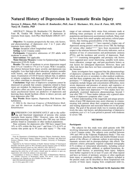 Natural History of Depression in Traumatic Brain Injury Sureyya S