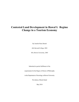 Contested Land Development in Hawai'i