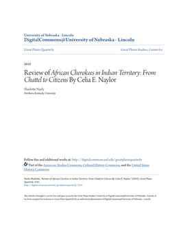 Review of African Cherokees in Indian Territory: from Chattel to Citizens by Celia E