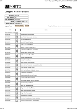 Caderno Eleitoral Licenciaturas