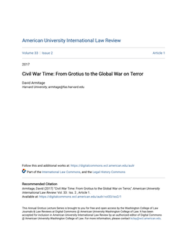 Civil War Time: from Grotius to the Global War on Terror