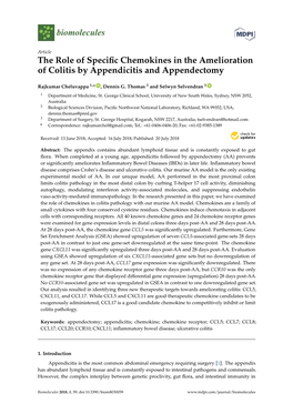 The Role of Specific Chemokines in the Amelioration of Colitis By