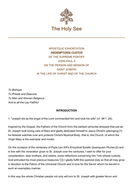 Joseph in the Life of Christ and of the Church