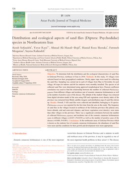 Distribution and Ecological Aspects of Sand Flies (Diptera: Psychodidae)