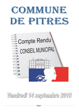 Conseil Municipal De Pitres Reunion Du Vendredi 14 Septembre 2018
