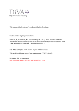 Pride Parades and LGBT Movements : Political Participation in an International Comparative Perspective