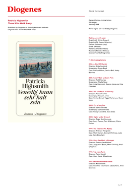 Book Factsheet Patricia Highsmith Those Who Walk Away