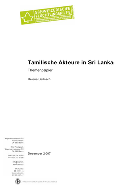 Tamilische Akteure in Sri Lanka; Themenpapier