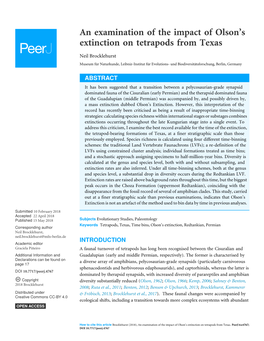 An Examination of the Impact of Olson's Extinction on Tetrapods From