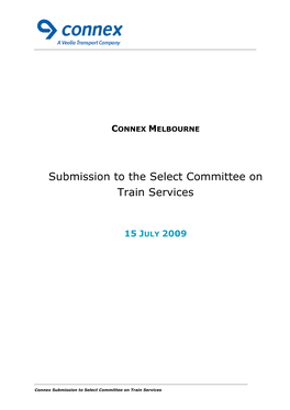 Submission to the Select Committee on Train Services