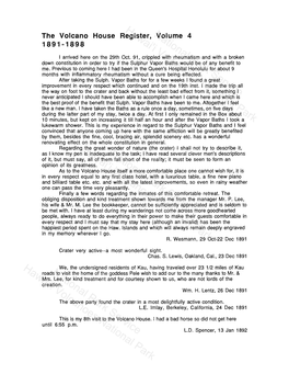 Volcano House Register Transcript Volume 4 1891-1898