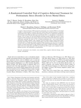 A Randomized Controlled Trial of Cognitive–Behavioral Treatment for Posttraumatic Stress Disorder in Severe Mental Illness