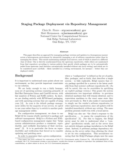 Staging Package Deployment Via Repository Management