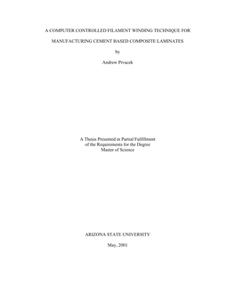 A Computer Controlled Filament Winding Technique For