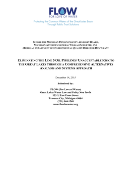 Eliminating the Line 5 Oil Pipeline's Unacceptable Risk To