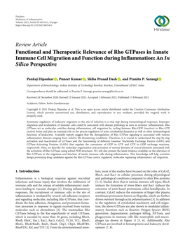 Functional and Therapeutic Relevance of Rho Gtpases in Innate Immune Cell Migration and Function During Inflammation: an in Silico Perspective