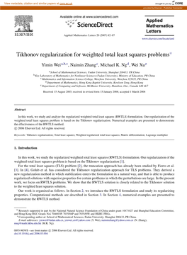 Tikhonov Regularization for Weighted Total Least Squares Problems✩