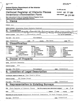 National Register of Historic Places Inventory Nomination Form Quinnipiac River Historic District New Haven, Connecticut Continuation Sheet Item Number 6 Page 1