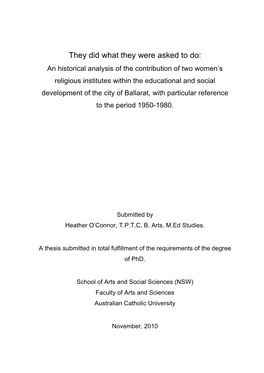 An Historical Analysis of the Contribution of Two Women's