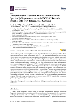 Comprehensive Genome Analysis on the Novel Species Sphingomonas Panacis DCY99T Reveals Insights Into Iron Tolerance of Ginseng