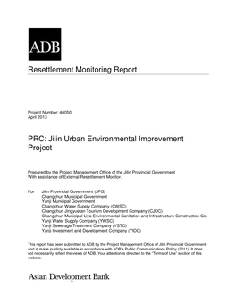 Resettlement Monitoring Report PRC: Jilin Urban Environmental