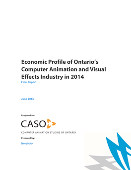 Economic Profile of Ontario's Computer Animation and Visual