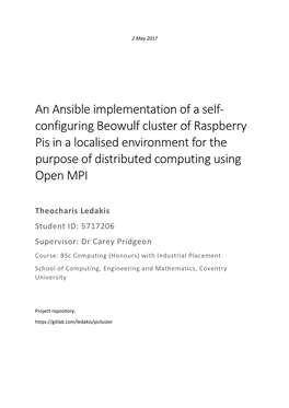 Configuring Beowulf Cluster of Raspberry Pis in a Localised Environment for the Purpose of Distributed Computing Using Open MPI