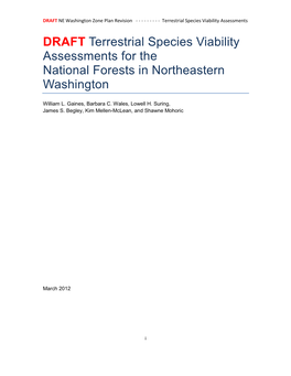 DRAFT Terrestrial Species Viability Assessments for the National Forests in Northeastern Washington