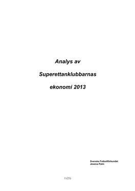 Analys Av Allsvenskans Ekonomi 1997