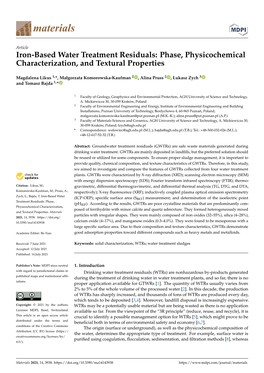 Iron-Based Water Treatment Residuals: Phase, Physicochemical Characterization, and Textural Properties