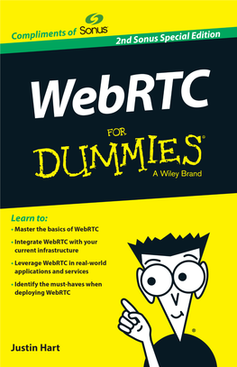 Webrtc for Dummies®, 2Nd Sonus Special Edition Published by John Wiley & Sons, Inc
