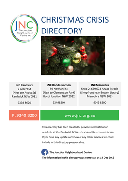 Christmas Crisis Directory