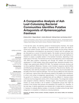 A Comparative Analysis of Ash Leaf-Colonizing Bacterial Communities Identiﬁes Putative Antagonists of Hymenoscyphus Fraxineus