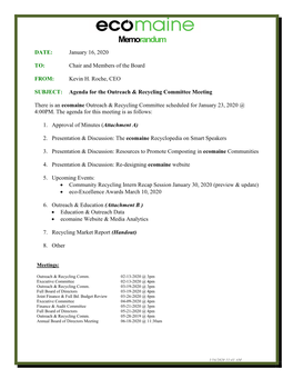 Outreach & Recycling Committee Meeting