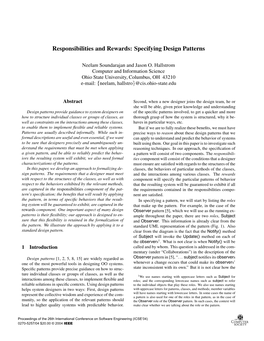 Responsibilities and Rewards: Specifying Design Patterns