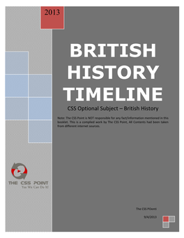 BRITISH HISTORY TIMELINE CSS Optional Subject – British History