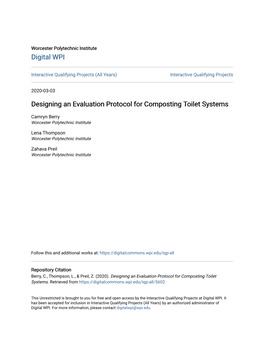 Designing an Evaluation Protocol for Composting Toilet Systems