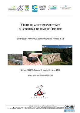 Etude Bilan Et Perspectives Du Contrat De Riviere Ondaine