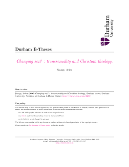 Transsexuality and Christian Theology