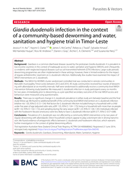 Giardia Duodenalis Infection in the Context of a Community-Based