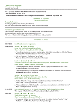 Conference Program (Subject to Change)