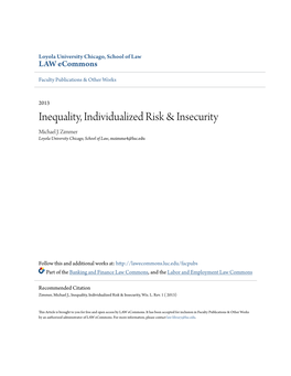 Inequality, Individualized Risk & Insecurity