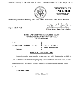 Case 18-33967-Sgj11 Doc 2840 Filed 07/10/20 Entered 07/10/20 23:25:30 Page 1 of 230