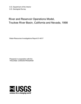 River and Reservoir Operations Model, Truckee River Basin, California and Nevada, 1998