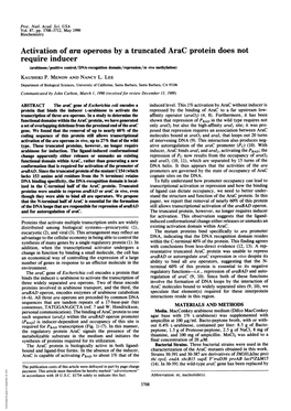 Require Inducer (Arabinose/Positive Control/DNA-Recognition Domain/Repression/In Vivo Methylation) KAUSHIKI P