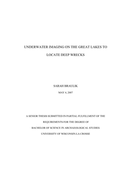 Underwater Imaging on the Great Lakes to Locate Deep