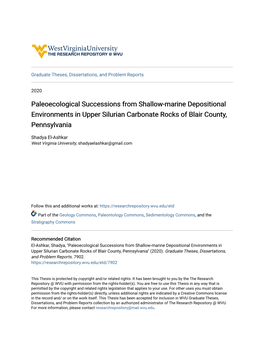 Paleoecological Successions from Shallow-Marine Depositional Environments in Upper Silurian Carbonate Rocks of Blair County, Pennsylvania